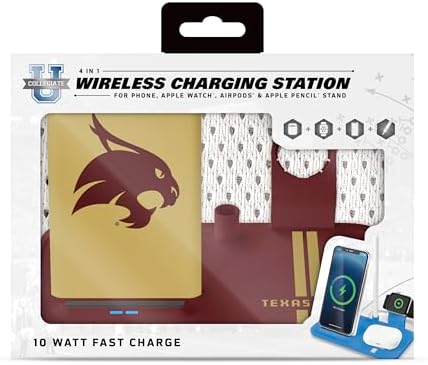 SOAR NCAA 4-in-1 Wireless Charging Docking Station: Rapid Charge Solution for i Phone, Apple Watch, Air Pods & Apple Pencil – Official NCAA Design for Ultimate Fan Experience and Device Compatibility