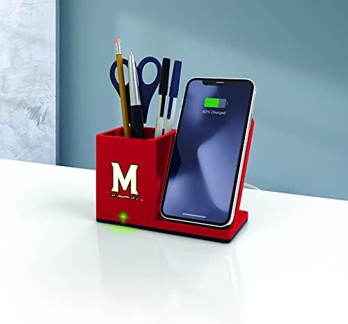 NCAA Unisex Fast Wireless Charging Stand & Desk Organizer – Stylish Multi-Device Charger for Sports Enthusiasts, Efficient Workspace Solution with Built-in Accessory Compartments