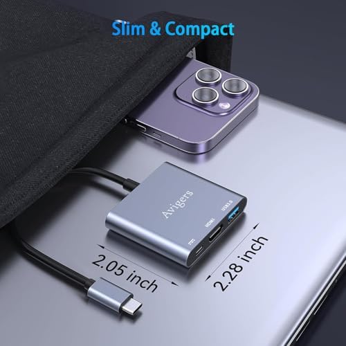 Elevate Your Setup with the Avigers USB C to Dual HDMI Adapter – 4 in 1 Multi-Display Hub for Seamless 4 K Productivity and Gaming, Features 2 HDMI Outputs, PD Charging Port, and USB 3.0 for Lightning-Fast Data Transfer – Lightweight, Portable Design for On-the-Go Professionals and Gamers