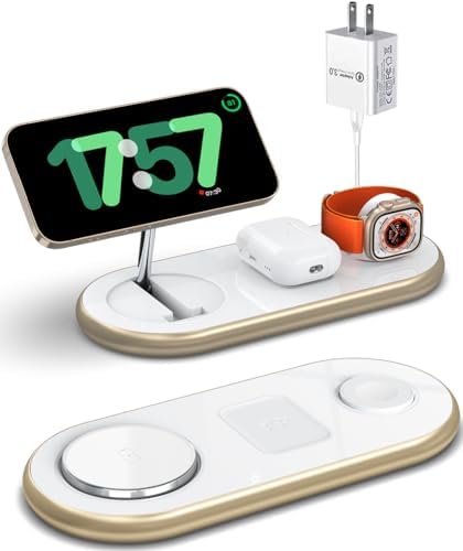 Revolutionary 2025 3-in-1 Magnetic Charging Station for Apple Devices – Ultra-Fast Mag-Safe Wireless Charger for i Phone 16/15/14/13/12 Series, All Apple Watch Models, and Air Pods Pro – Sleek Black Design for Optimal Space Efficiency and Enhanced Power Delivery