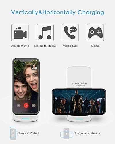NANAMI Qi-Certified Fast Wireless Charging Stand – Ultimate Compatibility for Samsung Galaxy S25/S24/S23/S22/S21/S20 & i Phone 16/16 Pro/16 Pro Max/15/14/13 – Sleek Design, Rapid Power Delivery, and Adjustable Viewing Angles for a Seamless Charging Experience