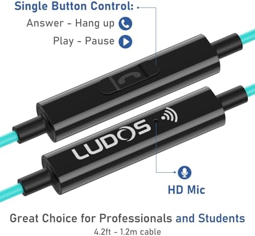 LUDOS Clamor Wired Earbuds – Premium Noise-Isolating In-Ear Headphones with Memory Foam Tips, Built-in Microphone, 5-Year Warranty – Perfect for i Phone and Samsung Users, Ideal for Students and Small Ears in Stylish Pink – Ultimate Sound Quality and Comfort for Everyday Use