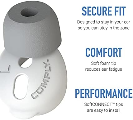 Transform Your Listening Experience with Comply Soft CONNECT Foam Earbud Tips – Premium Memory Foam for Apple Air Pods 1 & 2, Earpods, and Generic Models | Gray Medium – Unmatched Comfort, Noise Isolation, and Longevity