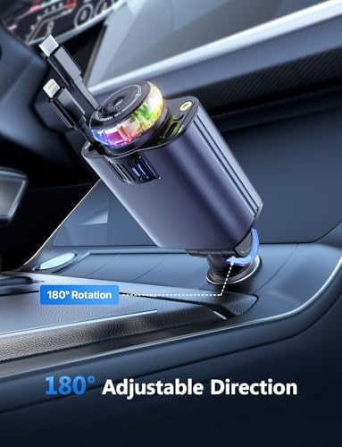 Experience Ultimate Comfort on the Road with the Starlight 5-in-1 Retractable Car Charger & Aromatherapy Diffuser – Fast Charging for i Phone 16/15 and More, Dual USB-C Cables, and a Soothing Essential Oil Atmosphere for Enhanced Relaxation.