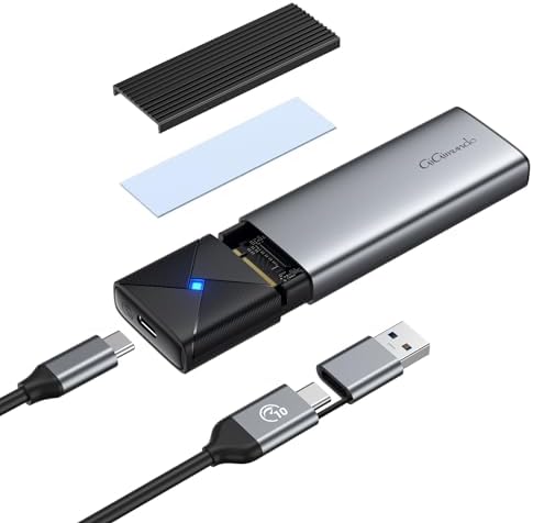 High-Speed M.2 NVMe SSD Enclosure – Tool-Free USB 3.2 Type-C Adapter for 2230/2242/2260/2280 SSDs | 10 Gbps Data Transfer with UASP & TRIM Support | Sleek Grey Design for Enhanced Portability and Compatibility