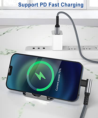 Basesailor 10 FT Right Angle i Phone Charger Cable – 90-Degree USB-C to Lightning Cord with USB A Adapter for Fast Charging – Perfect Compatibility with i Phone 14, 13 Pro Max, 12, 11, XS, XR, X, 8, 7, 6 Plus, 5 SE & i Pad 8, 9 – Enhanced Durability for Seamless Multitasking & Convenient Use