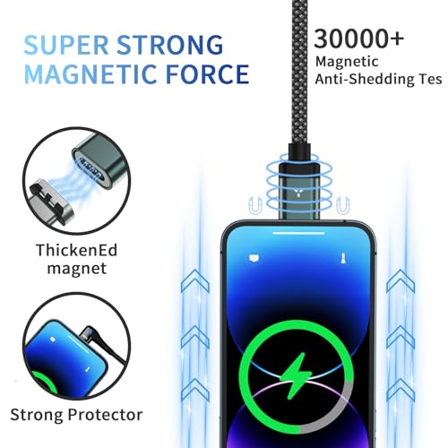 High-Performance 100 W Magnetic USB-C Charging Cable with Right Angle Design | 480 Mbps Data Transfer for Speed & Efficiency | Fast Charging Compatible with All USB-C Devices | Durable & Versatile Charging Solution