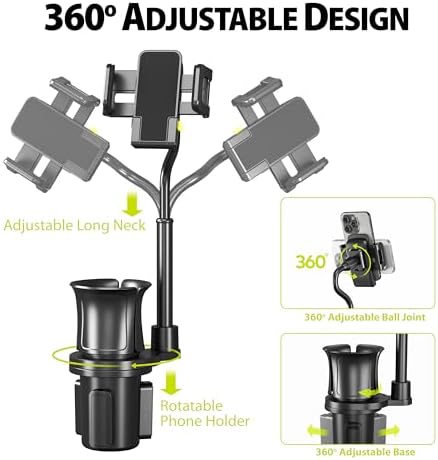 Bracketron Trip Grip Series Adjustable Car Cup Holder Phone Mount – Universal Smartphone Holder for Safe and Convenient Driving Navigation with 360-Degree Rotation and Tool-Free Installation