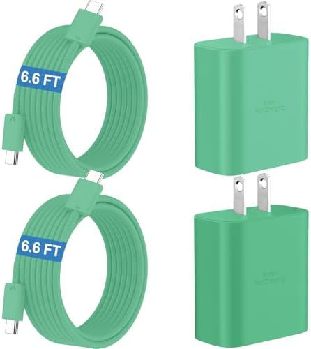 45 W Super Fast USB-C Charger with 6.6 ft Cable – Ultra-Fast Charging Adapter for Samsung Galaxy S24/S23/S22/S21/Note 20 – Stylish Deep Purple & Blue Design for Enhanced Device Performance and Safety