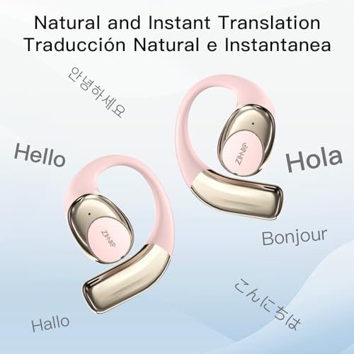ZIHNIC Real-Time Multilingual AI-Translation Earbuds – Effortless Communication with 4-Mode Translation, Comfortable IPX5 Waterproof Design, and Bluetooth 5.0 Connectivity for i OS & Android – Ideal for Travelers and Global Conversations