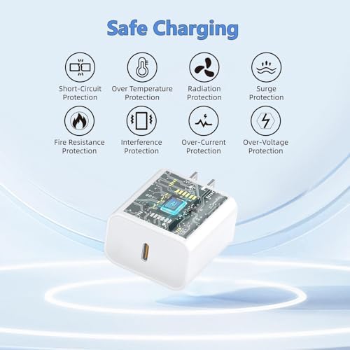 20 W USB-C Fast Charger with 10 FT Cable for Ultimate Device Compatibility – Efficient Charging Solution for Air Pods Pro 2, Air Pods Max 2, and i Phone 15/16 – High-Performance Wall Adapter for Unmatched Flexibility and Rapid Power Delivery