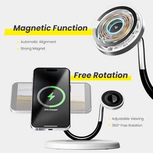 Revolutionize Your Charging Routine with the 15 W Magnetic Wireless Charging Stand – 3-in-1 Qi Fast Charger for i Phone 12-16 Series Pro Max, Apple Watch & Air Pods – Ultimate Desk Organizer with Certified Safety and Enhanced Compatibility for Streamlined Power Delivery