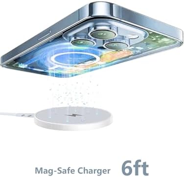 Ultimate 15 W Magnetic Wireless Charger Pad with 6 ft Cable – Fast Charging for i Phone 16 Series, Samsung Galaxy S25 Ultra & Air Pods – 2-Pack with 20 W PD Wall Charger Block – Enhanced Safety Features & 360° Adjustable Design for Optimal Charging Convenience – Ideal for Bed, Couch, and Travel – Experience Rapid, Reliable Charging with Smart Chip Protection Against Overcurrent, Overvoltage, and Overheating – Lightweight, Ultra-Thin Design for On-the-Go Use – Perfect Compatibility with i Phone 12 to 16, and Galaxy S20 to S25 – Enjoy Unmatched Flexibility and Performance in Wireless Charging Solutions!