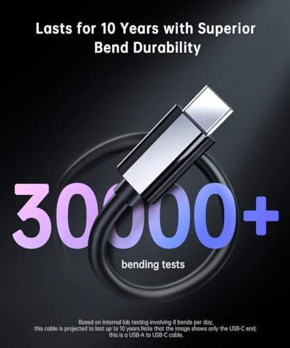 10 FT Braided USB-C Cable for High-Speed Data Transfer and Fast Charging – 10 Gbps USB 3.2 Gen 2 Type C Charger Cord Compatible with Oculus Quest 2, i Phone 16/15 Pro, Samsung Galaxy S23/S22/S21/S20, Moto G9, Pixel 8/7 – Durable and Versatile Connectivity Solution