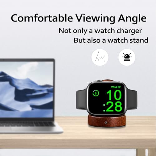 Sapele Wood Magnetic Charging Dock for Apple Watch – Elegant Fast-Charging Stand for Series 1-10, SE, and Ultra Models – Stylish and Portable Smartwatch Accessory for Home & Travel – Unique Durability and Chic Aesthetic Combined