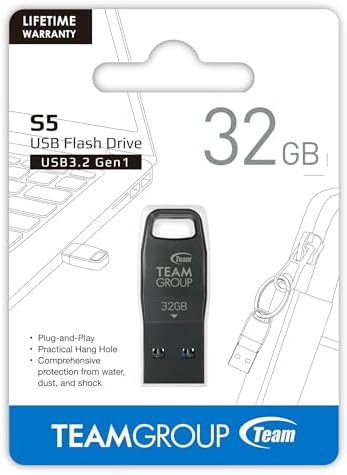 TEAMGROUP S5 256 GB USB 3.2 Gen 1 Flash Drive – High-Speed External Data Storage with 140 MB/s Read Speed, Compact & Durable USB Memory Stick for Effortless File Transfers and Backups, Ideal for Computers and Laptops