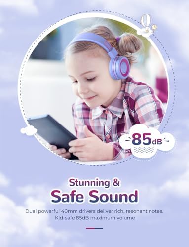 Stylish Pink i Clever BTH02 Kids Bluetooth Headphones – Unmatched 93-Hour Playtime, Lightweight & Foldable Design for Easy Portability, Fast Type-C Charging, Advanced Bluetooth 5.4 Connectivity, Safe Volume Limiting for Young Learners, Perfect for Music, Audiobooks, and School Use – Your Child’s Ultimate Audio Experience