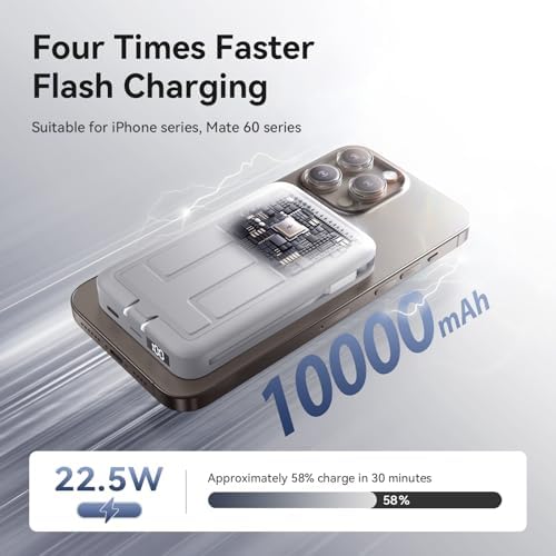 Sanag Ultra-Fast Portable Power Bank with Smart Digital Display – High Compatibility & Rapid Charging for All Devices in Sleek White Finish