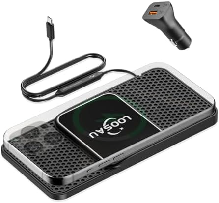 Effortless Fast Charging for i Phone 16: LOOSAU 15 W Magnetic Wireless Car Charger Pad with Non-Slip Design and 1 M Type C Cable – Ultimate Compatibility for i Phone 16, 15 Pro Max, 14, 13, and 12 Models – Your Essential On-the-Go Charging Solution
