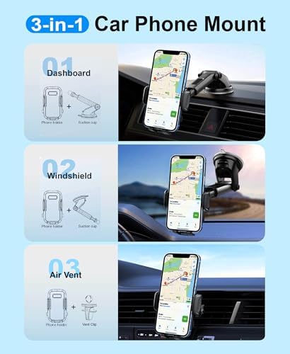 Ultimate 360-Degree Adjustable Car Phone Holder – Hands-Free Mobile Mount for Android/i Phone – Washable, Reusable & Compatible with All Devices – Ensures Safety & Convenience on the Road