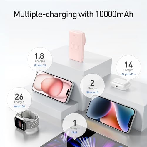 i WALK MAG-X Magnetic Wireless Power Bank with Integrated Apple Watch Charger – 10000 m Ah PD Fast Charging Solution for i Phone 16/15/14/13/12 Series and Apple Watch Ultra/8/7/6/5/4 – Ultimate Portability and Efficiency for On-the-Go Charging