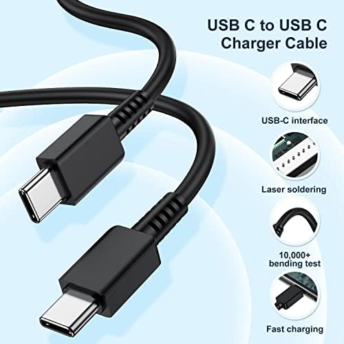 Dual Pack 45 W Super Fast Charger with 10 ft Type C Cable for Samsung Galaxy Devices – Quick Charge Solution for S25, S24 Ultra, S23+, S22+ & More – Portable, Durable & Reliable Android Power Adapter