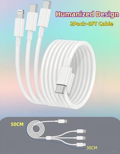 6 Pack MFi Certified 3 FT i Phone Car Charger Cords – High-Speed USB-A to Lightning Charging Cables for i Phone 14/13/12/11 Pro Max/XS/XR/X/8/7 Plus – Durable, Flexible, and Perfect for On-the-Go Charging