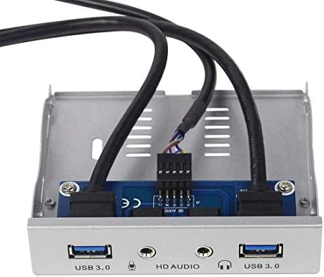 Enhance Your Desktop with the JMT USB 3.0 Front Panel Bracket: Dual High-Speed Ports, HD Audio Connectors, and Sleek Silver Design for Effortless Connectivity and Performance