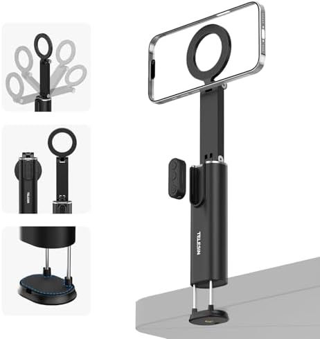 Universal Airplane Phone Holder, Handsfree Bluetooth Phone Stand with 360° Rotation, Travel Essentials Page Turner Remote for TikTok & Mobile Controller, Ideal for Flying, Home, and Office Use – Enhanced Compatibility and Speed