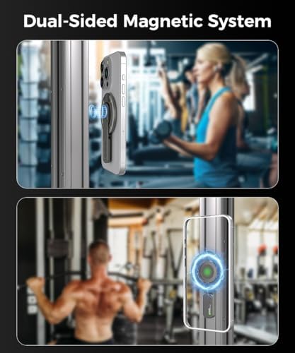 Revolutionary Mag Safe Phone Grip with 360° Rotating Kickstand – Premium Silicone Finger Ring for Secure Handling & Versatile Viewing – Innovative Damping Hinge Design for Gym, Workouts, and Video Calls – Universal Compatibility with All Phones (Black) – Elevate Your Mobile Experience