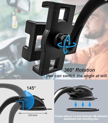 Universal Adjustable Dashboard Tablet Holder for Car – Secure Suction Mount for 4-13″ Devices, Including i Pad Pro, Galaxy Tabs & More – Enhanced Stability for Safe Driving and Entertainment on the Go
