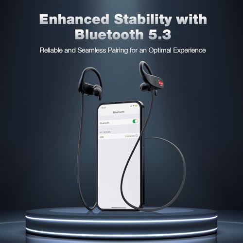 Boean IPX7 Waterproof Bluetooth Earbuds – 16-Hour Long Battery Life Wireless Sports Headphones with Advanced Noise Isolation and Ergonomic Comfort for Active Lifestyles and Uninterrupted Audio Enjoyment