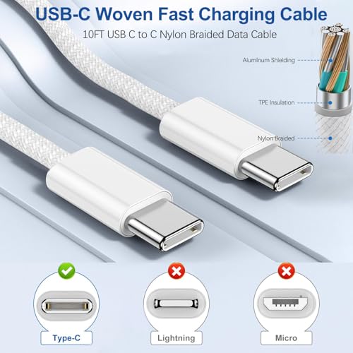 Ultimate Dual-Pack Fast Charger for i Phone 16/15 & i Pad – 6 FT Durable USB-C Woven Cables with Tangle-Free Design for i Pad Pro, Air, Mini & More – Unmatched Charging Speed & Enhanced Compatibility for Home or Travel Use