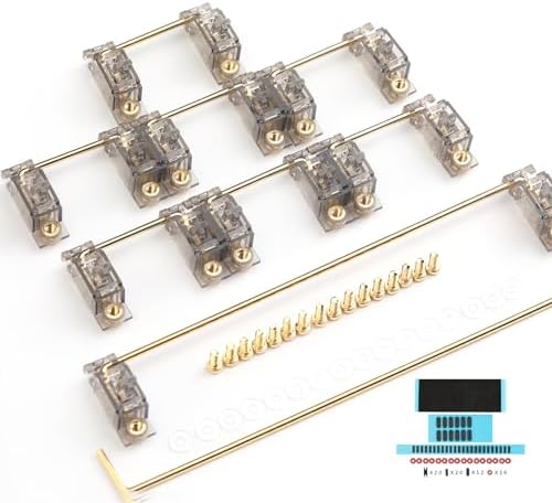 Ultimate Gold Plated PCB Stabilizers for Mechanical Keyboards – Translucent Smokey Design with Noise Reduction Films, Perfect Fit for 2 u, 6.25 u, and 7 u Spacebars – Elevate Your Typing Experience and Enhance Durability