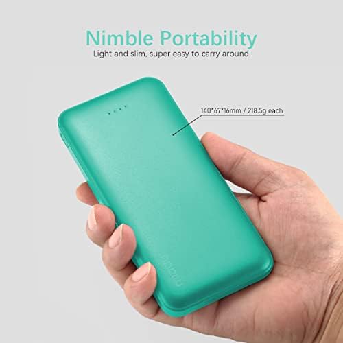 Miady 2-Pack 10000 m Ah Slim Dual USB Portable Power Bank with Type-C Fast Charging – Ultimate Backup Solution for i Phone 16/15/14/13, Galaxy S24/22, i Pad, and Android Devices (Vibrant Red & Blue) – Stay Connected Anywhere!