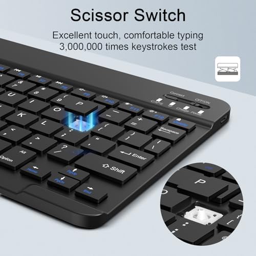 Sleek Wireless Keyboard and Mouse Combo – Rechargeable Bluetooth & 2.4 GHz USB for i Pad, Smartphone, PC & Laptop – Ergonomic Design for Ultimate Comfort in White – Elevate Your Workspace Efficiency!