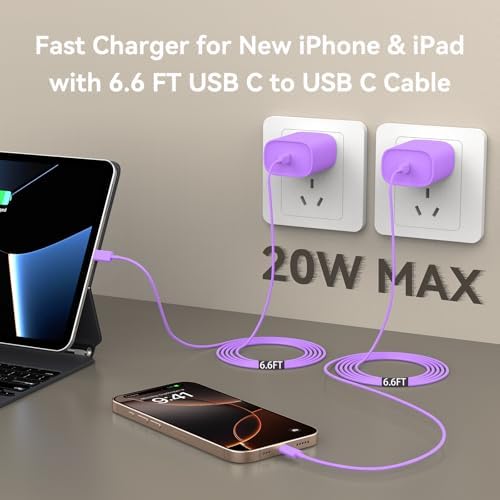 Ultimate 10 FT USB-C Fast Charging Kit for i Phone 16 and 15 – 20 W Power Adapter & Extra Long Cord for Rapid Charging of i Pads and Android Devices – Enhanced Compatibility and Durability for Everyday Use