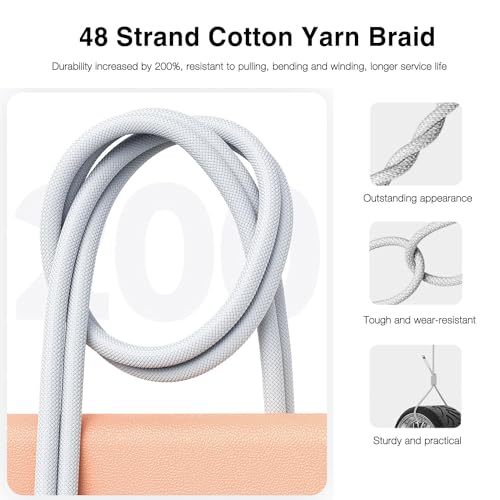 10 FT Woven Lightning to USB C Charging Cable – Premium Fast Charger for i Phone & i Pad – Tangle-Free Durability with Enhanced Length for Ultimate Flexibility – High-Quality, Reliable Performance for Home & Travel – Ideal for Apple Devices Including i Phone 14 Pro, 13, 12, SE 2 nd & More