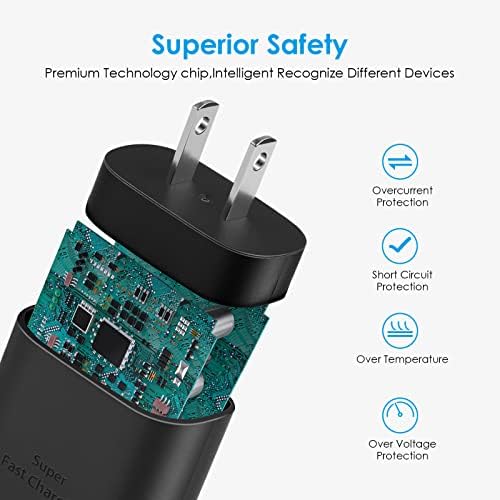 25 W USB-C Fast Charging Block with C-to-C Cable – High-Speed Compact Charger for Galaxy S24/S23/S22, Pixel 8/7, i Phone 16/15 & Z Flip 5 – Optimal PD & PPS Compatibility for Safe, Efficient Power Delivery – Travel-Ready Design for On-the-Go Charging