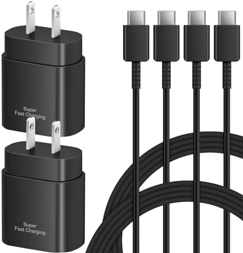 Experience lightning-fast charging with the 25 W Type C Charger for Samsung, featuring a 6 Ft Type C to C cable. This compact USB C Charger Block is meticulously engineered for optimal power delivery, ensuring your Galaxy S25 Ultra, S25, S24, S23, and Note 20 are charged efficiently without delay. Designed for modern lifestyles, its sleek black finish seamlessly integrates with your devices while the lightweight construction makes it ideal for travel. Enjoy peace of mind with advanced safety features that protect against overheating and overcharging. Elevate your charging routine and keep your devices ready for action with this essential accessory, perfect for home, office, or on-the-go use.