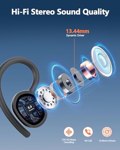 Unleash Your Workout Potential with Cutting-Edge Bluetooth 5.3 Waterproof Earbuds – 128-Hour Playtime & ENC Noise Cancellation for Crystal-Clear Sound – Ergonomic Design Perfect for Fitness and Running – Immerse Yourself in Superior Deep Bass Audio Quality