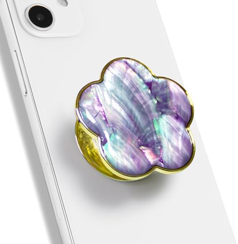 Chic Mother of Pearl Daisy Floral Phone Grip & Stand – Stylish Magnetic Phone Holder for Secure One-Handed Use and Hands-Free Viewing (Crème) – Ideal Floral Accessory for Enhanced Mobile Experience and Compatibility with Mag Safe Devices