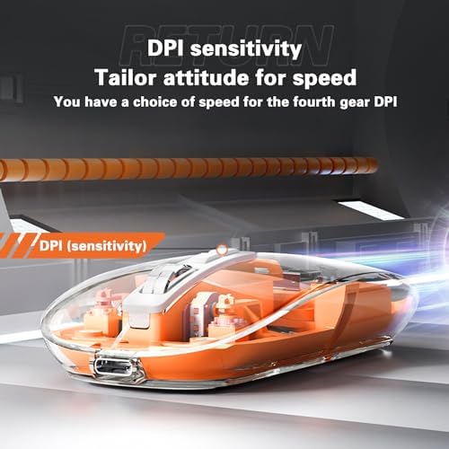 Sleek Gray Transparent Mini Silent Mouse – Rechargeable Type-C Wireless Mouse with Power Display & Magnetic Cover for Effortless Cleaning – Ideal for PC, Laptop, and Phone Use – Ergonomic Design for Ultimate Comfort
