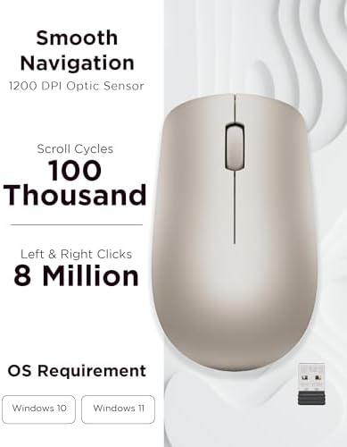 Lenovo 530 Wireless Mouse – Ergonomic Abyss Blue Design with 2.4 GHz Nano USB Receiver, 1200 DPI Optical Sensor for Precision Tracking, Lightweight & Portable for Effortless Navigation, Ideal for Left & Right-Handed Users, Perfect Companion for Work or Travel