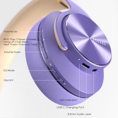 Transform Your Listening Journey with DOQAUS Over-Ear Bluetooth Headphones: 90-Hour Playtime, Tailored EQ Settings, and Superior Noise Cancellation for Unmatched Comfort and Audio Clarity in Music and Calls