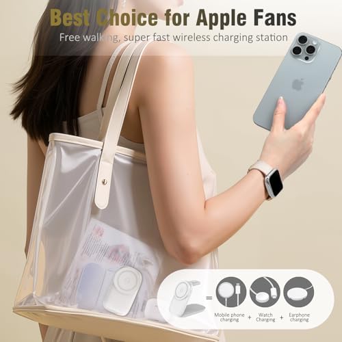 Ultimate 3-in-1 Foldable Wireless Charging Station for Apple Devices – Fast Max Charging for i Phone 16/15/14/13/12 Pro Max, Apple Watch Series 10-3 & Air Pods Pro/4/3 – Compact Travel Design with Smart Protection Features for Effortless Device Management – Silent Operation for Undisturbed Environments – Includes 20 W PD Adapter & USB-C Cable – Perfect for Home or Office Use