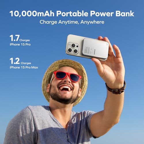 MOMAX 5000 m Ah Ultra-Slim Magnetic Power Bank – 0.3-Inch Portable Charger with 20 W Fast Wired & 15 W Wireless Charging, Compatible with Mag Safe and i Phone 15/14/13/12 Series, Includes USB-C Cable, Black – Lightweight Travel Companion with Strong N52 Magnet for Optimal Alignment & Advanced Safety Features for Secure Charging