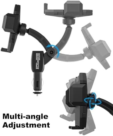 Cigarette Lighter Dual USB Fast Charging Phone Mount – 360° Adjustable Arm Car Holder for All Smartphones, Seamlessly Connect and Navigate with Enhanced Compatibility for i Phone 16/15/14/13/12/11 & Android Devices – Ultimate Road Convenience and Safety