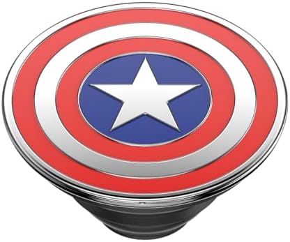 Marvel Captain America Mag Safe Pop Socket Grip – Secure Enamel Phone Holder with Kickstand, Wireless Charging Ready, Lightweight Design for Ultimate Usability and Marvel Fandom Style