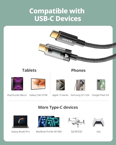 Effortless Charging Solutions: SUPERV 3-in-1 Multi Charging Cable – 4 ft USB C, Lightning & Micro USB Fast Charging Cord for i Phone 16/15 & Galaxy 24/23 – Durable, Tangle-Free Design with Universal Compatibility for All Devices – Maximize Portability & Simplify Your Power Needs